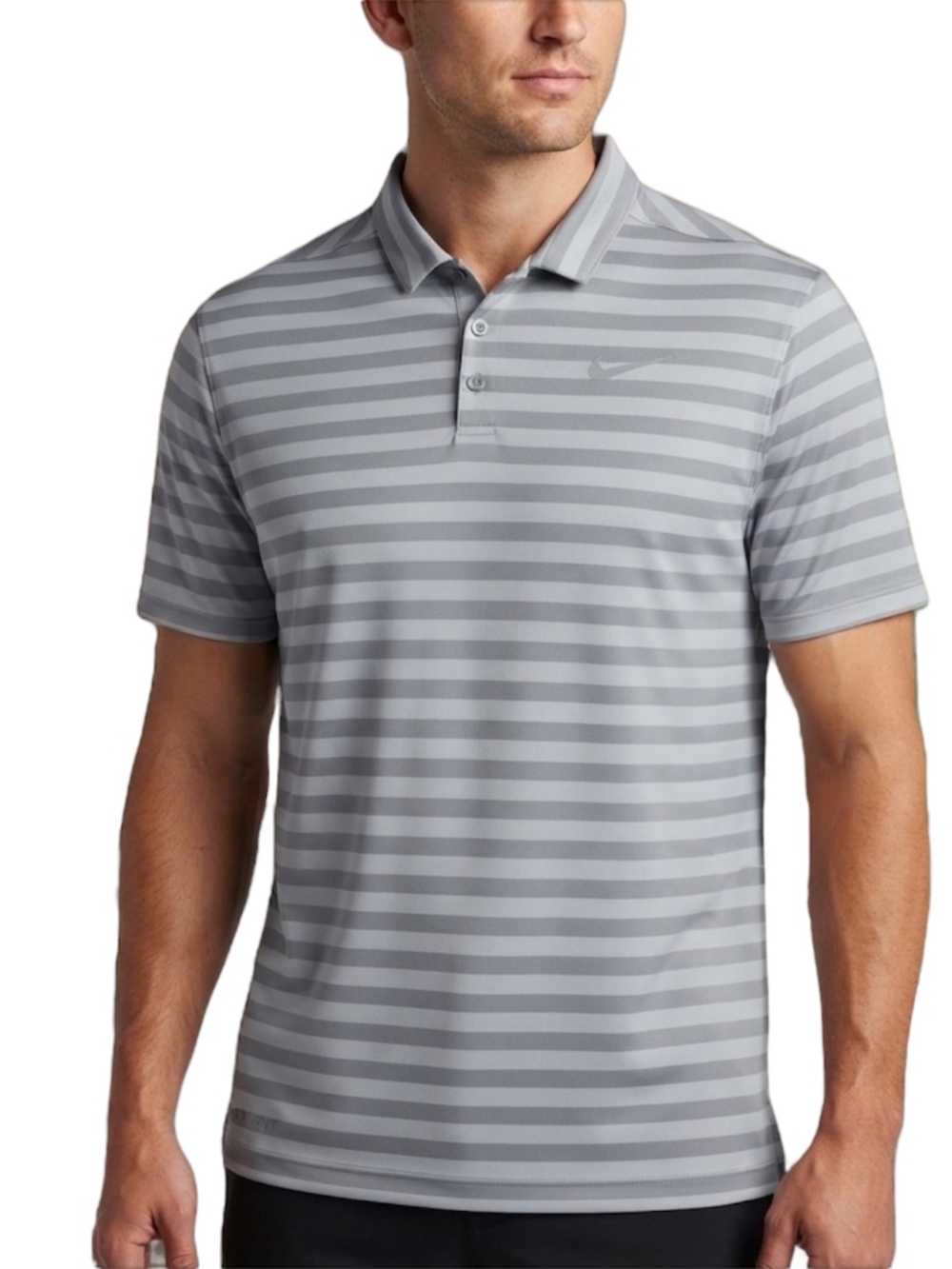 Nike Golf Dri-Fit Mens XL Gray White Stripe Polo